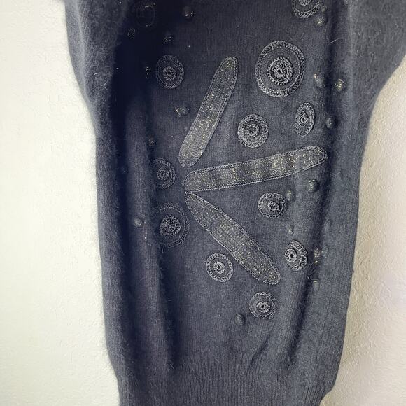 Vintage Susann D Black Lambswool Angora Rabbit Hair Blend Sweater Size L, Winter - Picture 4 of 8